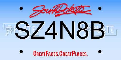 SZ4N8B South Dakota License Plate