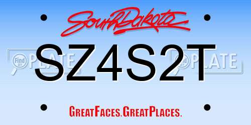 SZ4S2T South Dakota License Plate