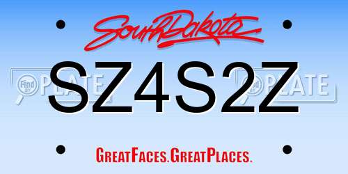 SZ4S2Z South Dakota License Plate