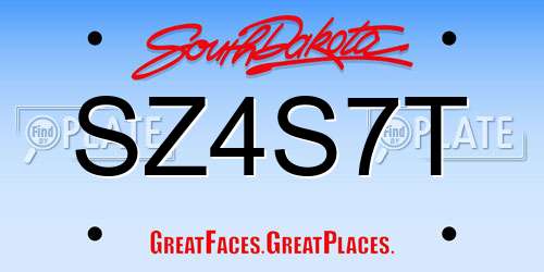 SZ4S7T South Dakota License Plate
