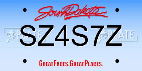 SZ4S7Z South Dakota License Plate