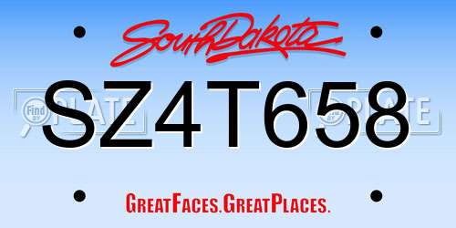 SZ4T658 South Dakota License Plate