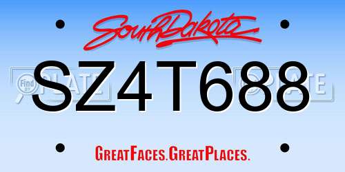 SZ4T688 South Dakota License Plate