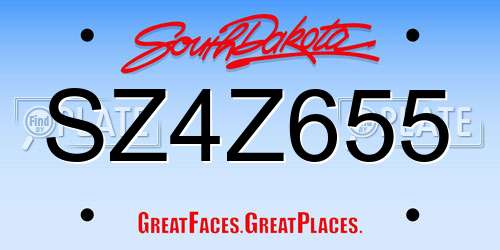 SZ4Z655 South Dakota License Plate