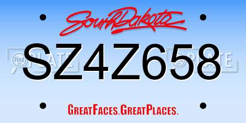 SZ4Z658 South Dakota License Plate