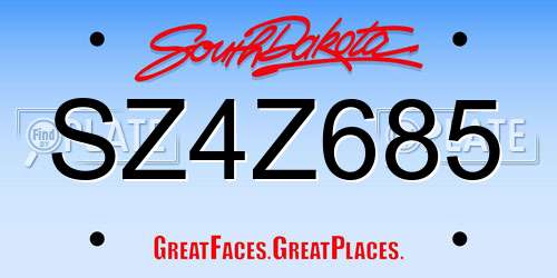 SZ4Z685 South Dakota License Plate