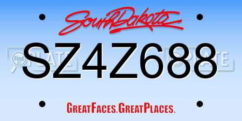 SZ4Z688 South Dakota License Plate