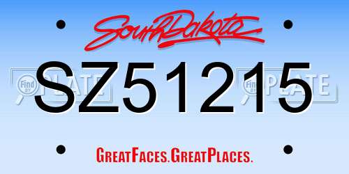 SZ51215 South Dakota License Plate