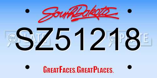 SZ51218 South Dakota License Plate