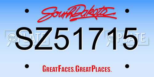 SZ51715 South Dakota License Plate