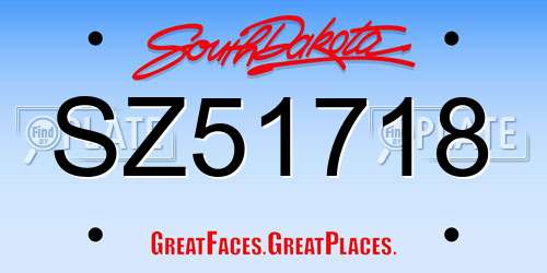 SZ51718 South Dakota License Plate