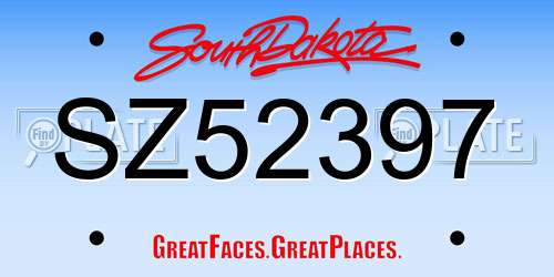 SZ52397 South Dakota License Plate