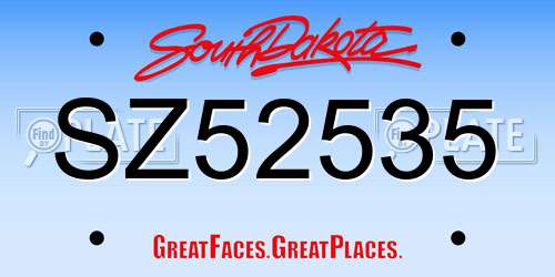 SZ52535 South Dakota License Plate
