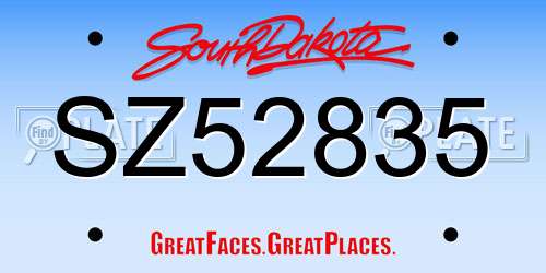 SZ52835 South Dakota License Plate