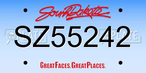SZ55242 South Dakota License Plate