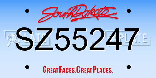 SZ55247 South Dakota License Plate