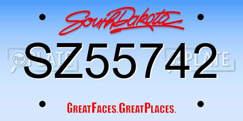 SZ55742 South Dakota License Plate