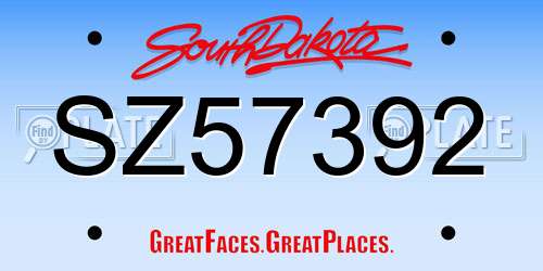 SZ57392 South Dakota License Plate