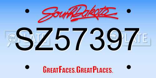SZ57397 South Dakota License Plate