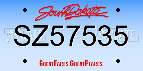 SZ57535 South Dakota License Plate