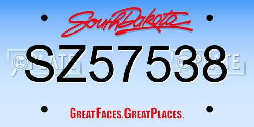 SZ57538 South Dakota License Plate