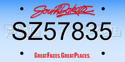 SZ57835 South Dakota License Plate