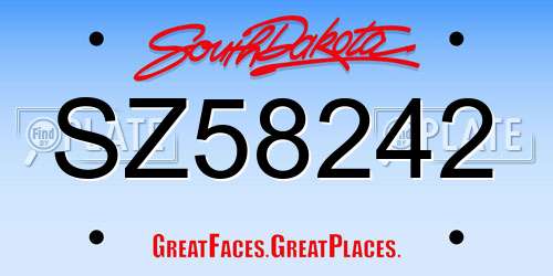 SZ58242 South Dakota License Plate