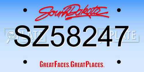 SZ58247 South Dakota License Plate