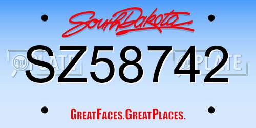 SZ58742 South Dakota License Plate