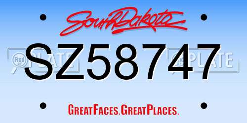 SZ58747 South Dakota License Plate