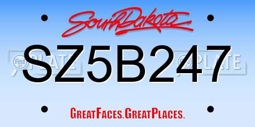 SZ5B247 South Dakota License Plate