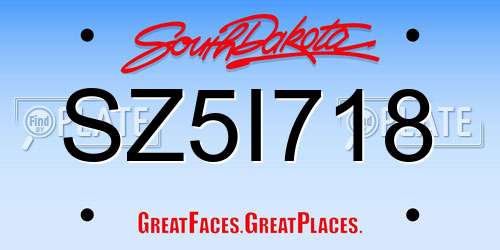 SZ5I718 South Dakota License Plate