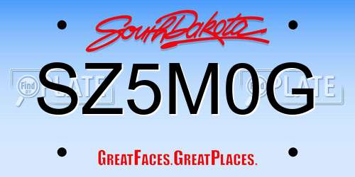 SZ5M0G South Dakota License Plate
