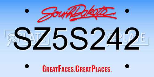 SZ5S242 South Dakota License Plate