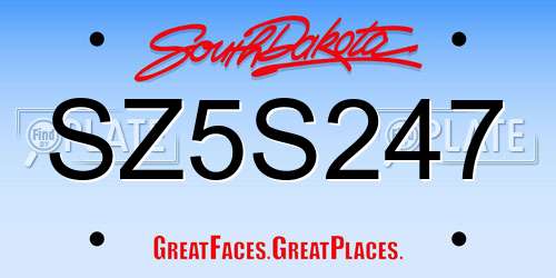 SZ5S247 South Dakota License Plate