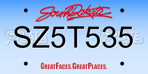SZ5T535 South Dakota License Plate