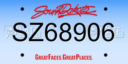SZ68906 South Dakota License Plate