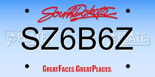 SZ6B6Z South Dakota License Plate