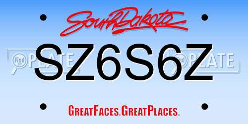 SZ6S6Z South Dakota License Plate