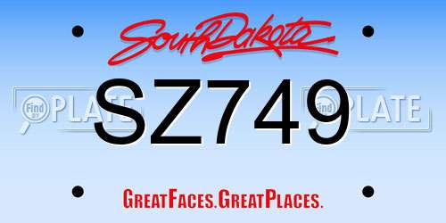 SZ749 South Dakota License Plate