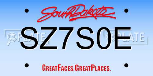 SZ7S0E South Dakota License Plate