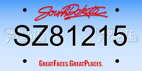 SZ81215 South Dakota License Plate
