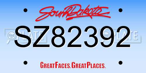 SZ82392 South Dakota License Plate