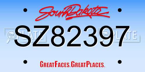 SZ82397 South Dakota License Plate