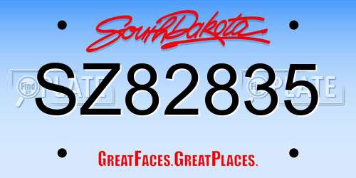 SZ82835 South Dakota License Plate