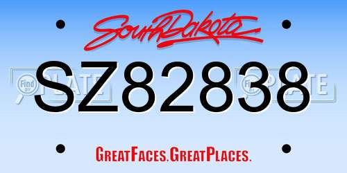 SZ82838 South Dakota License Plate