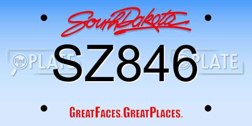 SZ846 South Dakota License Plate