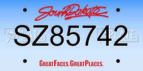 SZ85742 South Dakota License Plate