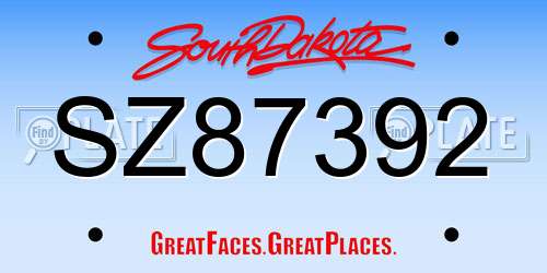SZ87392 South Dakota License Plate