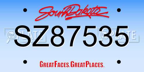 SZ87535 South Dakota License Plate